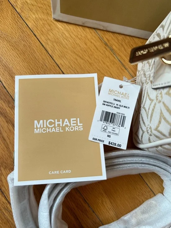 Michael Kors Ivory & Gold Travel Small Duffle Crossbody - Picture 5 of 14